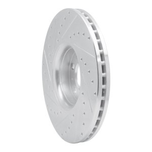 Volvo XC90 Brake Rotor (1) - Front Right - R1 Concepts - Drilled & Slotted - Silver - `03-`14